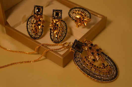 Designer Locket Combo Set with Chain & Adjustable Ring