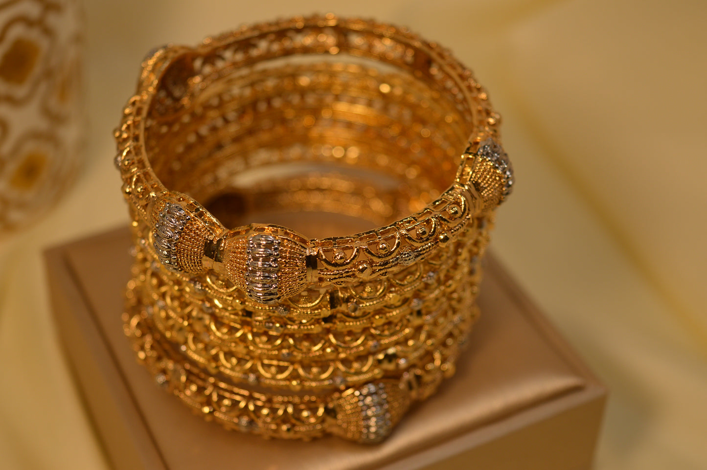 Gold Plated Bangles Set with Karay