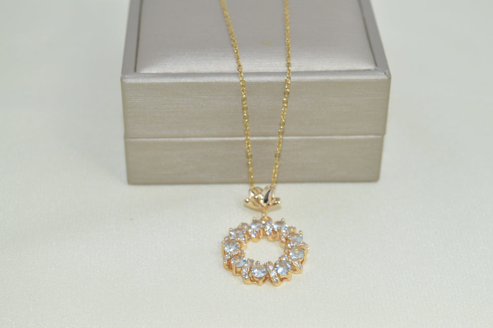 Flower Pendant Necklace Chain Gold Plated