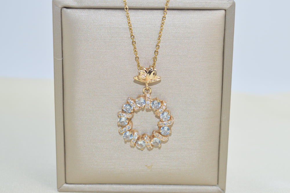 Flower Pendant Necklace Chain Gold Plated