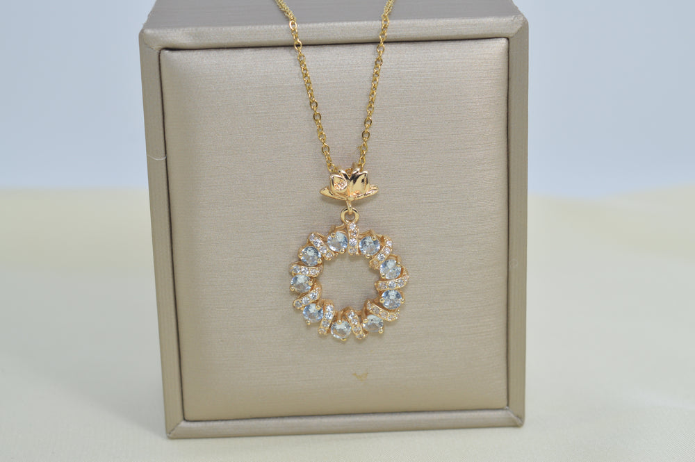 Flower Pendant Necklace Chain Gold Plated