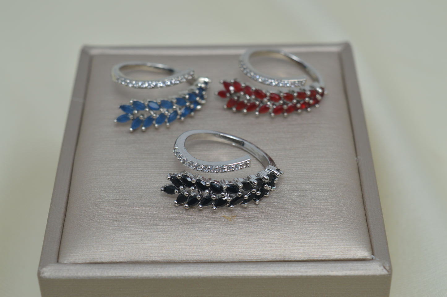 Delicate Double Row Colored Zircon Ring 1Pcs