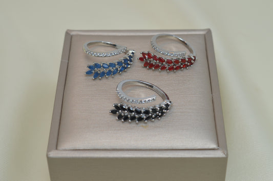 Delicate Double Row Colored Zircon Ring  1Pcs