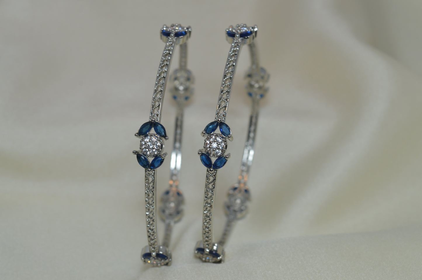 Bangles Silver with Blue Sapphire Stones