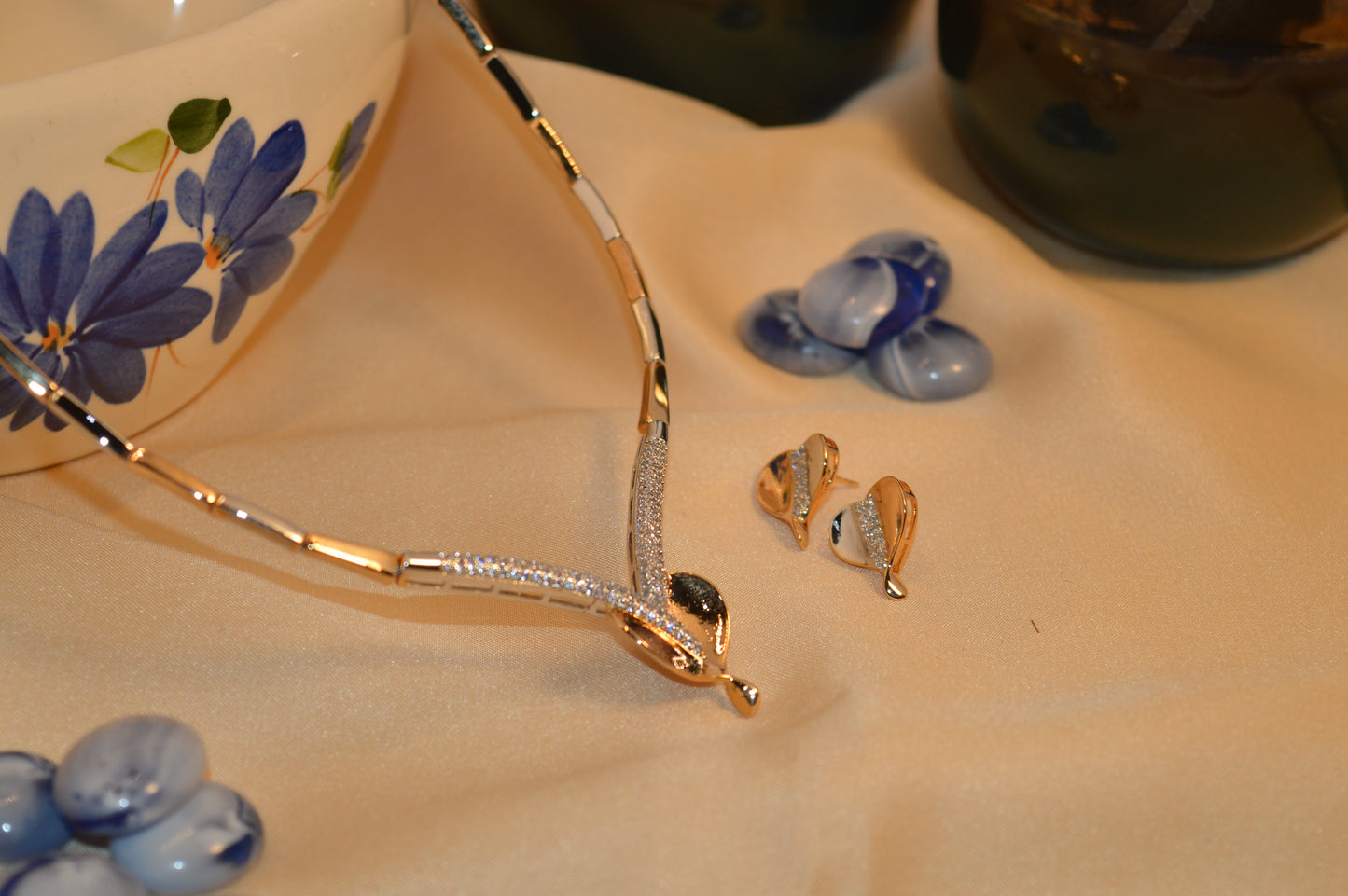 Rose Gold Dubai Jewelry Set Necklace & Earrings