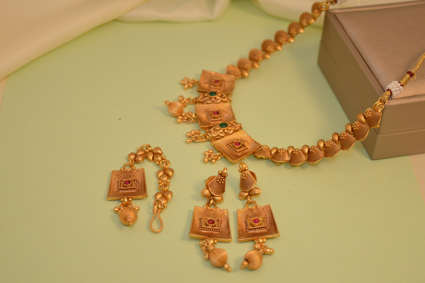 Indian Dubai Luxury 24K Gold Plated Wedding Jewelry Set