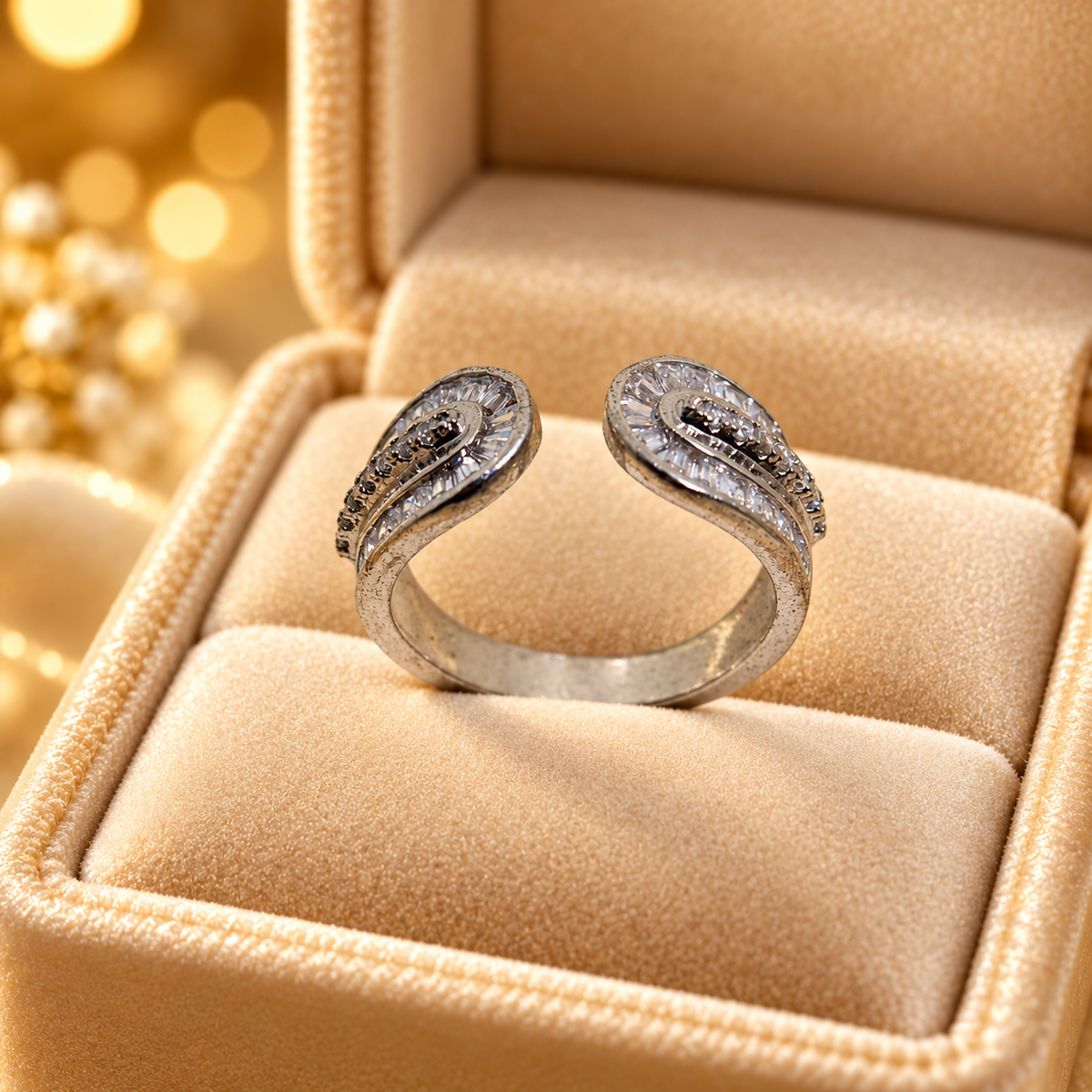 Cuff Style Ring with Zircon