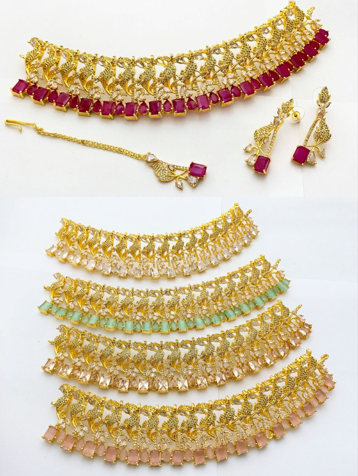 One-Carat Cubic Zirconia Jewelry Set | Elegant Wedding Necklace & Earrings