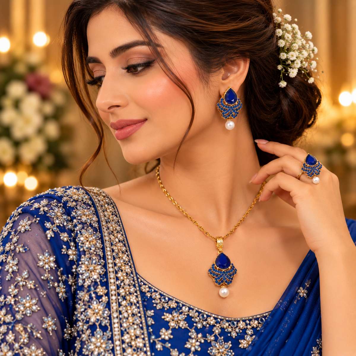 18K Gold Plated Crystal Club Jewelry Set