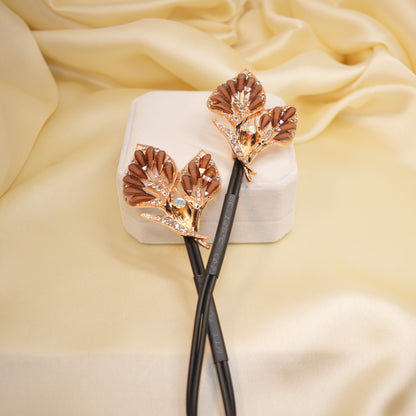 Leaf Blossom Rhinestone Hair Twister Pin HT40