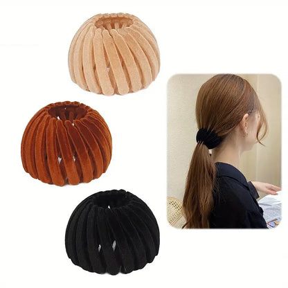 3Pcs Velvet Surface Expandable Bird Nest Magic Hair Clip (HL-12)
