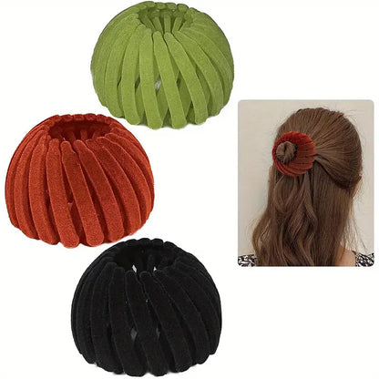 3Pcs Velvet Surface Expandable Bird Nest Magic Hair Clip (HL-12)