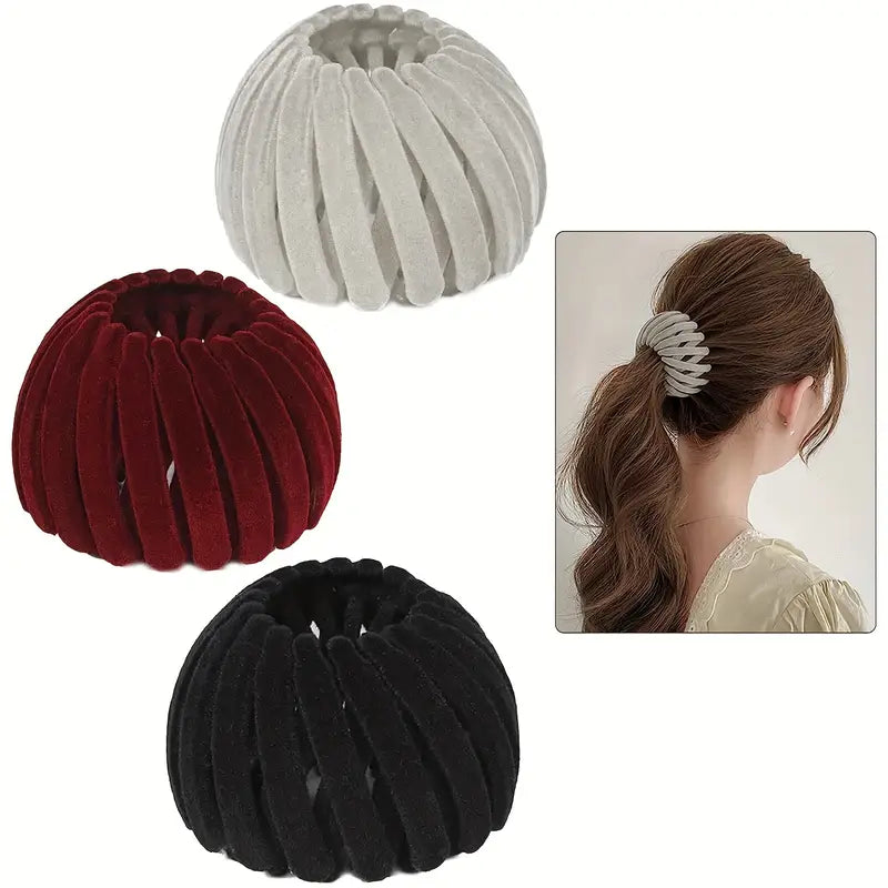 3Pcs Velvet Surface Expandable Bird Nest Magic Hair Clip (HL-12)