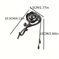Black Rose Rhinestone Twist Hair Clip with Tassel TL22