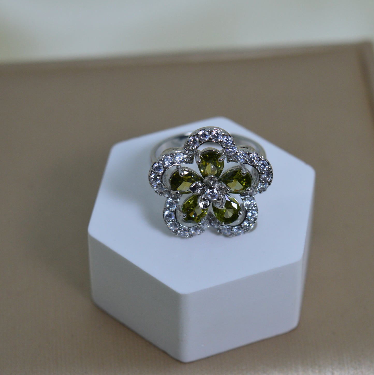 Flower Shape with Green Stone