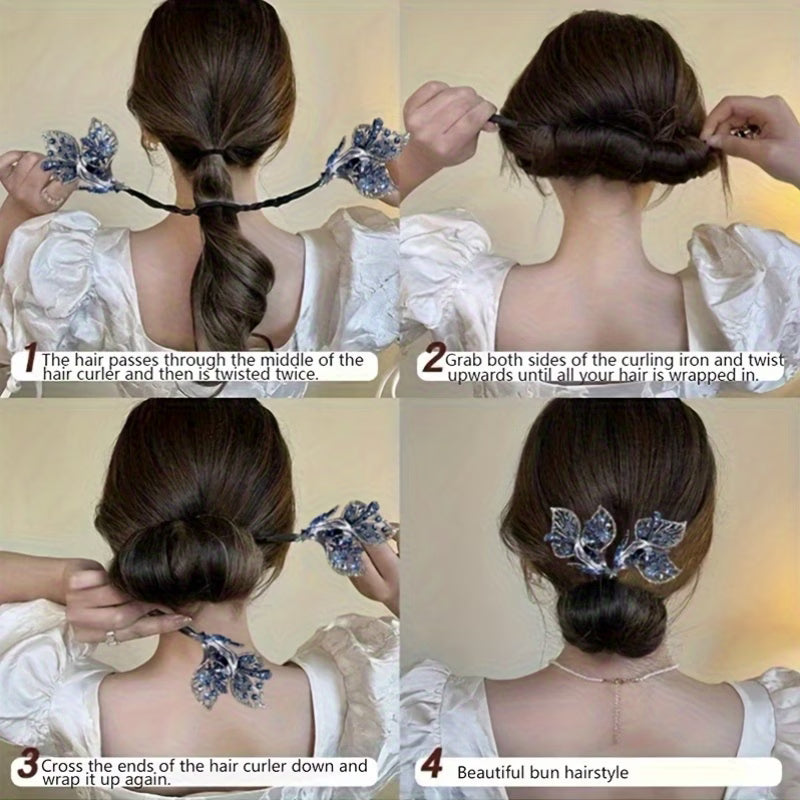 Leaf Blossom Rhinestone Hair Twister Pin HT40