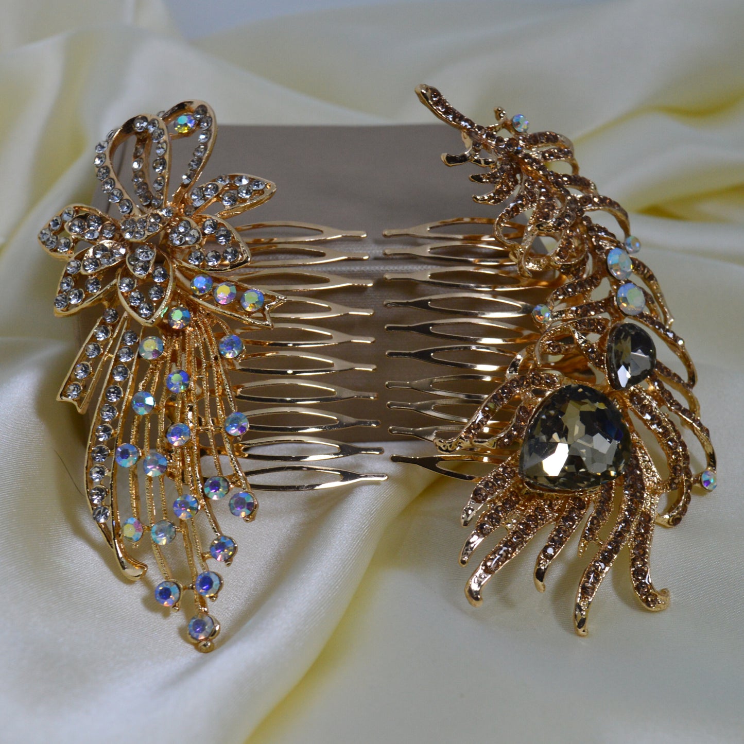 Handmade Headwear Pearl Alloy Leaf Hair Comb  (HC-37)