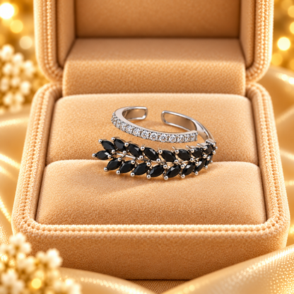 Rings|Delicate Double Row Colored Zircon Ring  1Pcs