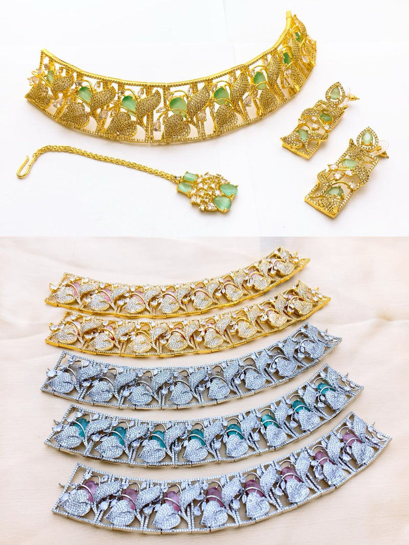 One-Carat Cubic Zirconia Jewelry Set | Elegant Wedding Necklace & Earrings