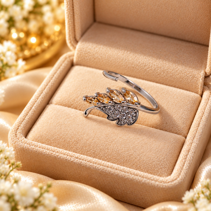 Artificial Ring| Zircon Leaf Ring