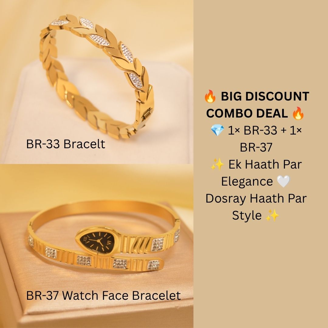 Luxury Openable Gold Leaf Bracelet – Premium Adjustable Design (BR-33)