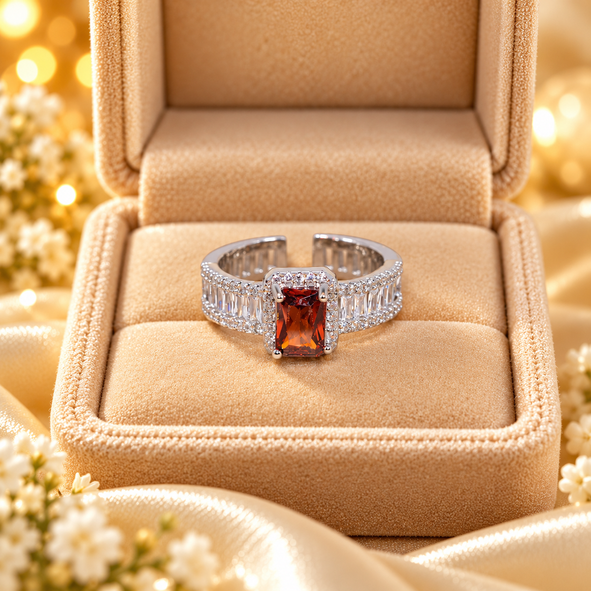 Rings | Delicate Adjustable Colored Cubic Zircon Ring 1 Pcs