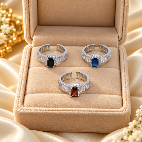 Rings | Delicate Adjustable Colored Cubic Zircon Ring 1 Pcs