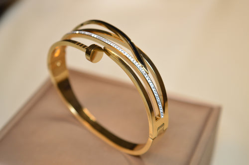 Elegant Fashion Stainless Steel Bracelet with Zircon (BR-21)