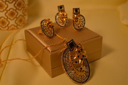 Designer Locket Combo Set with Chain & Adjustable Ring