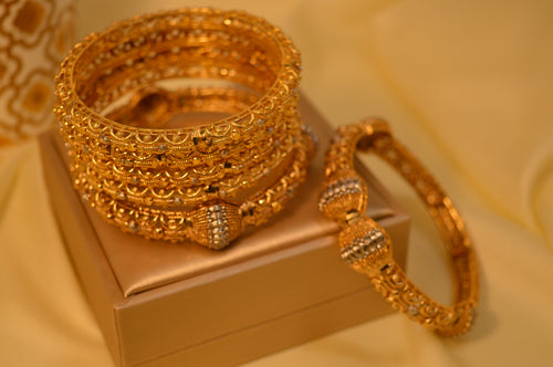 Gold Plated Bangles Set with Karay