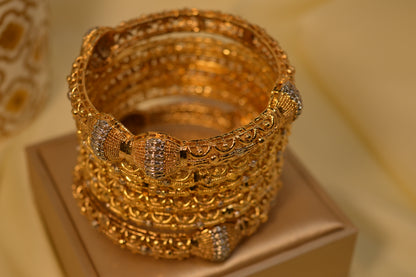 Gold Plated Bangles Set with Karay