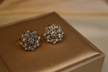 Turkish Two-Tone Gold & Silver Crystal Earrings