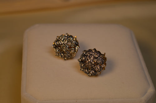 Turkish Two-Tone Gold & Silver Crystal Earrings
