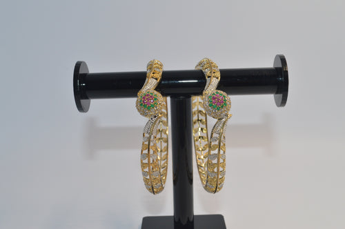 1 caret Gold  Plated Ruby Zircon Bangles Pair