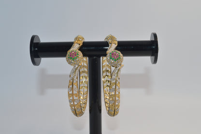 1 caret Gold  Plated Ruby Zircon Bangles Pair