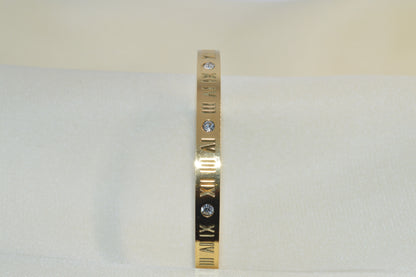 Simple Stainless Steel with Roman Numerals and Synthetic Zirconia