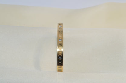 Simple Stainless Steel with Roman Numerals and Synthetic Zirconia