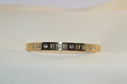 Simple Stainless Steel with Roman Numerals and Synthetic Zirconia