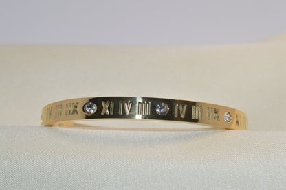 Simple Stainless Steel with Roman Numerals and Synthetic Zirconia