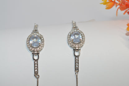 Open Elegant Diamond cut Bracelet with Chain