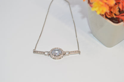 Open Elegant Diamond cut Bracelet with Chain