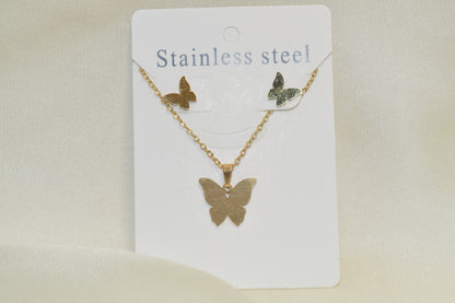 Butterfly Necklace Pendant Set