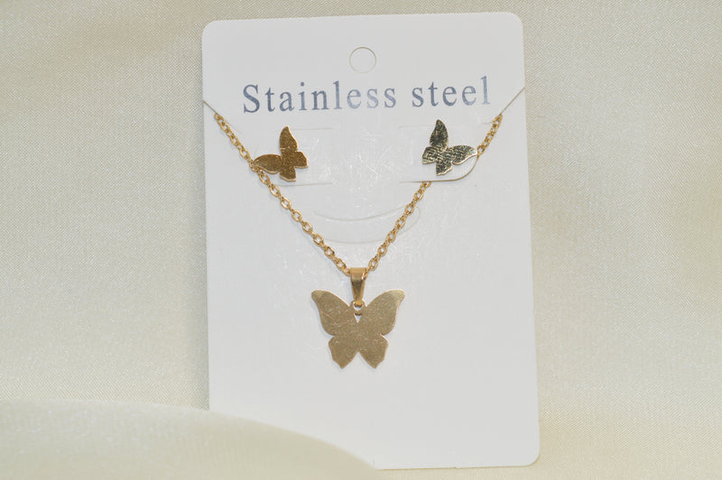Butterfly Necklace Pendant Set