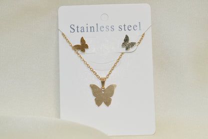 Butterfly Necklace Pendant Set