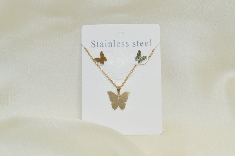 Butterfly Necklace Pendant Set
