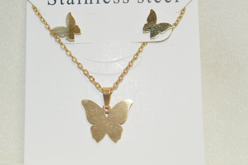 Butterfly Necklace Pendant Set