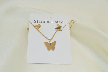 Butterfly Necklace Pendant Set