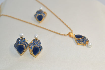 18K Gold Plated Crystal Club Jewelry Set – Elegant Necklace, Earrings & Ring