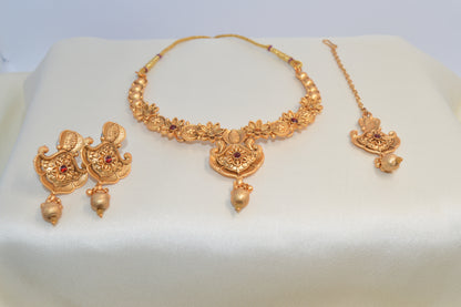 Indian Dubai Luxury 24K Gold Plated Wedding Jewelry Set
