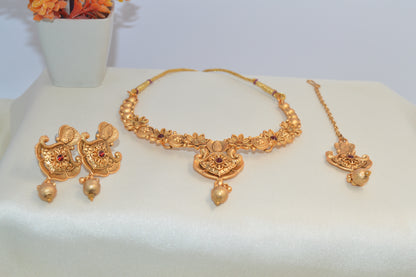 Indian Dubai Luxury 24K Gold Plated Wedding Jewelry Set